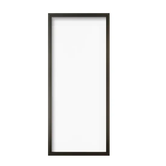 Puerta de una pieza con marco de acero negro y metal con inserto de vidrio transparente