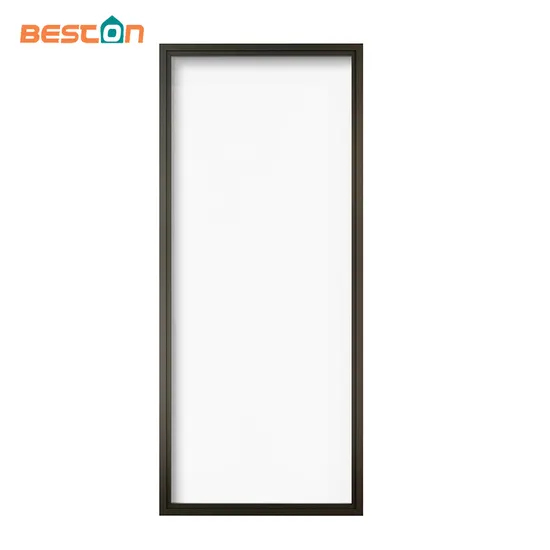 Puerta interior de una pieza con marco de acero negro para apartamento con inserto de vidrio transparente