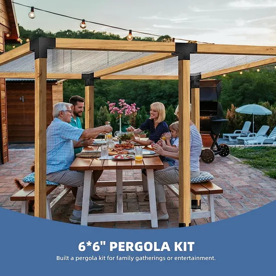 Kit de soporte de madera elevado para jardín al aire libre, soportes de pérgola de acero, kits de pérgola