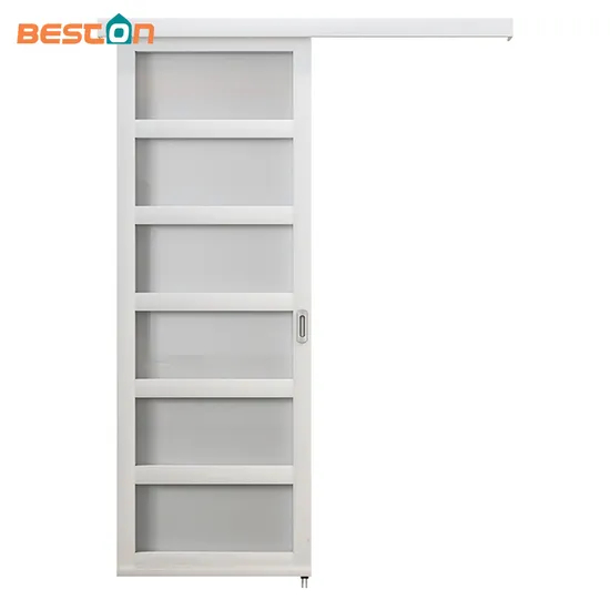 Decoración de interiores de dormitorio Diseño gráfico de plástico Puerta corrediza de vidrio con herrajes