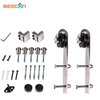 Kit de herrajes para puerta corrediza de granero de acero inoxidable 304 de primera calidad | Puerta de madera y acabado cromado | Solución interior de servicio pesado