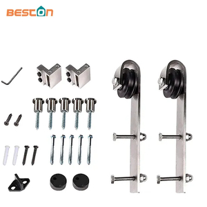 Kit de herrajes para puerta corrediza de granero de acero inoxidable 304 de primera calidad | Puerta de madera y acabado cromado | Solución interior de servicio pesado
