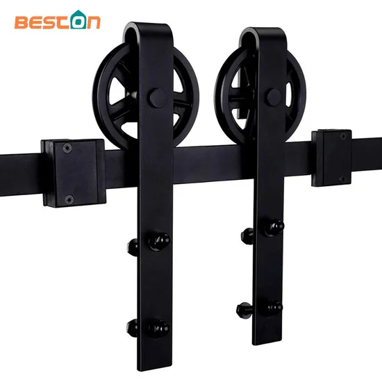 Kit de herrajes para puerta corrediza de granero con rueda de radios | Solución de puerta interior de madera con acero cromado | Uso industrial y doméstico