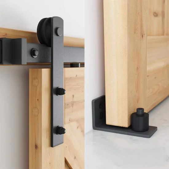 Moderno juego de manijas para puerta de granero empotradas y tiradores de alta resistencia, color negro, suave y silencioso, de 12 pulgadas | Herrajes premium para puertas interiores