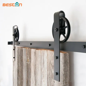 Kit de herrajes para puerta corredera de granero industrial rústico de 6.6 pies | Ruedas POM y de acero al carbono de 250 libras | para puertas de madera/metal y uso comercial/doméstico