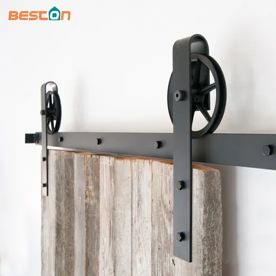 Kit de herrajes para puerta corredera de granero industrial rústico de 6.6 pies | Ruedas POM y de acero al carbono de 250 libras | para puertas de madera/metal y uso comercial/doméstico