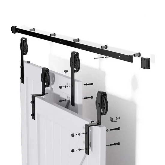 Kit de herrajes para puerta de granero de derivación con rueda de radios grandes de alta resistencia de 10 pies