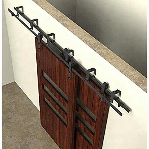 Kit de herrajes para puerta de granero con derivación de puerta de madera doble resistente con riel de acero