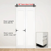 Bend Design Soporte de montaje en pared de metal para puertas dobles de madera - Kit de herrajes para puertas corredizas de granero plegables con fácil instalación