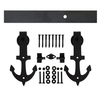 Sistema de riel para puerta de granero de acero al carbono negro de 6,6 pies para puertas interiores de madera – Rodillos resistentes para hogares modernos y rústicos