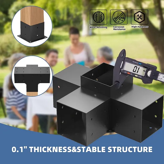 Kit de pérgola de carpintería, conector de vigas de madera de acero metálico, soporte de pérgola