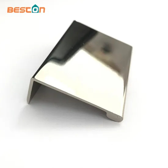 Herrajes para muebles de dormitorio, tirador de borde de cajón de armario de cocina cromado de aleación de aluminio