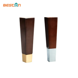 Patas de muebles de madera torneadas y moldeadas de 18 cm para camas y sofás con copas de metal para patas - Piezas de repuesto para bricolaje