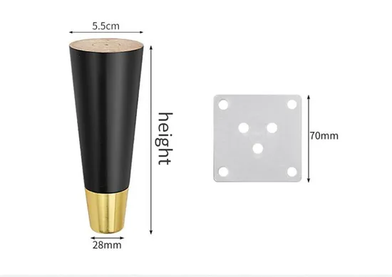 Patas de muebles de madera maciza negras cónicas personalizadas para sofá, cama, mesa y muebles para el hogar | Patas de soporte de madera de alta calidad.