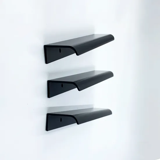 Manija negra de cocina para cajón, mueble de aluminio moderno, tirador de dedo con borde