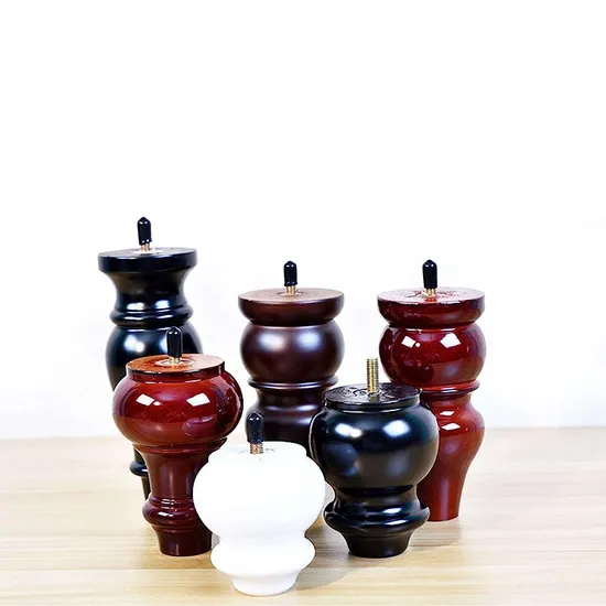 Patas de mesa en forma de calabaza tallada en madera maciza para mesas de centro y muebles de comedor
