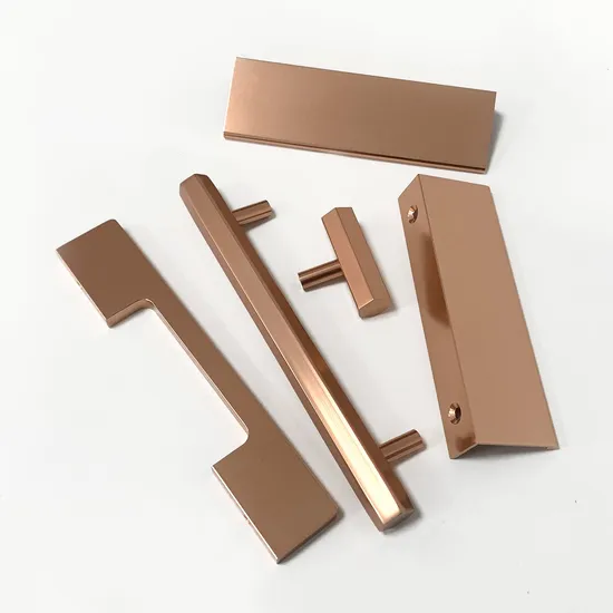Herrajes para muebles, gabinete, manija de baño, tirador de cocina de aluminio de oro rosa