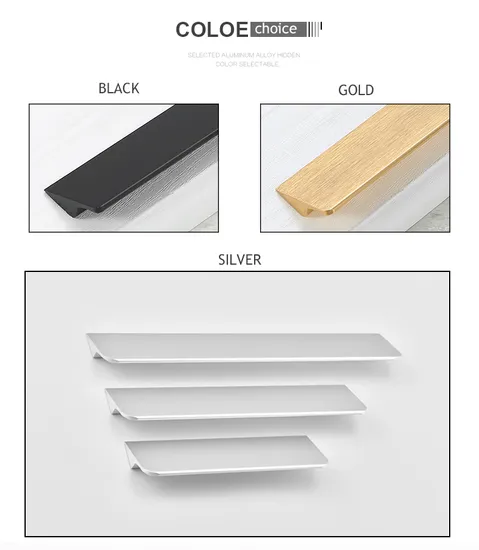 Herrajes para muebles Manija de cocina Gabinete moderno de aluminio Tiradores de aluminio
