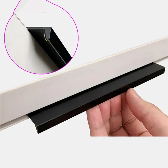 Tirador minimalista para puerta de armario de borde estrecho y sin perforaciones