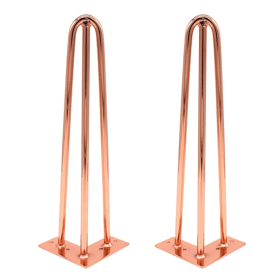 Patas de mesa con forma de horquilla en oro rosa: diseño moderno y redondo de acero para comedores y mesas de centro | Elegante y duradero