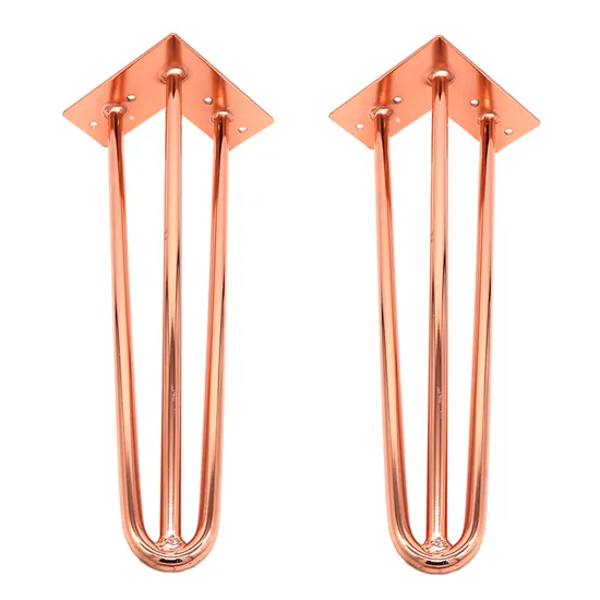Patas de mesa con forma de horquilla en oro rosa: diseño moderno y redondo de acero para comedores y mesas de centro | Elegante y duradero