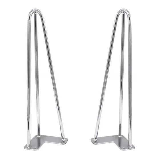 Patas de mesa modernas en forma de horquilla cromadas: elegante diseño redondo para comedores, mesas de café y taburetes de cocina
