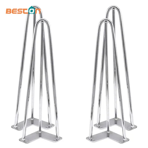 Patas de mesa modernas en forma de horquilla cromadas: elegante diseño redondo para comedores, mesas de café y taburetes de cocina