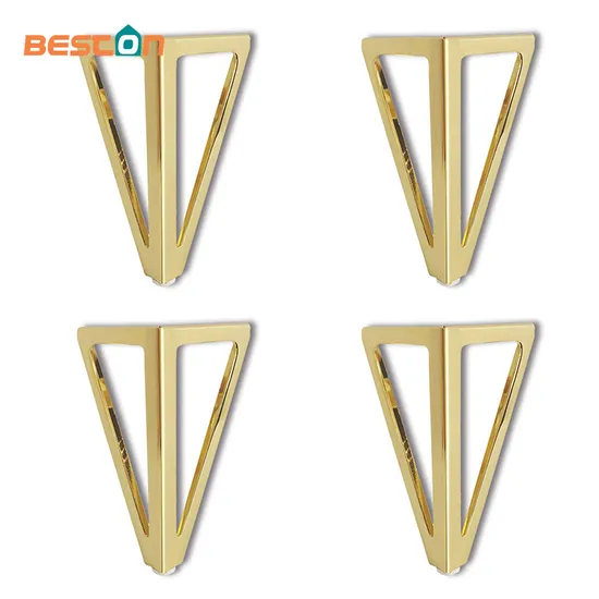Patas de gabinete modernas y cónicas de acero en oro rosa: mejoras elegantes para sofás y mesas consolas de mediados de siglo