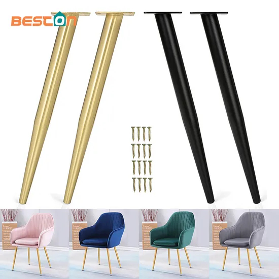 Patas de silla de metal cónicas doradas/negras de lujo modernas: 16' para gabinetes, mesas de café y sillas elegantes