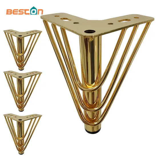 Patas de sofá cónicas modernas y elegantes | Acero inoxidable y acabado chapado en oro: herrajes para muebles elegantes para camas, gabinetes e interiores contemporáneos