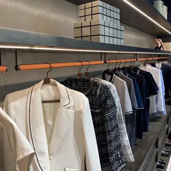 Accesorios de guardarropa, barra para colgar ropa de cuero, barra para armario ovalada que ahorra espacio