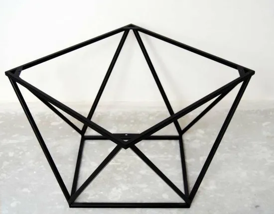 Base de mesa de centro negra de acero con pedestal de metal para mesas de mármol