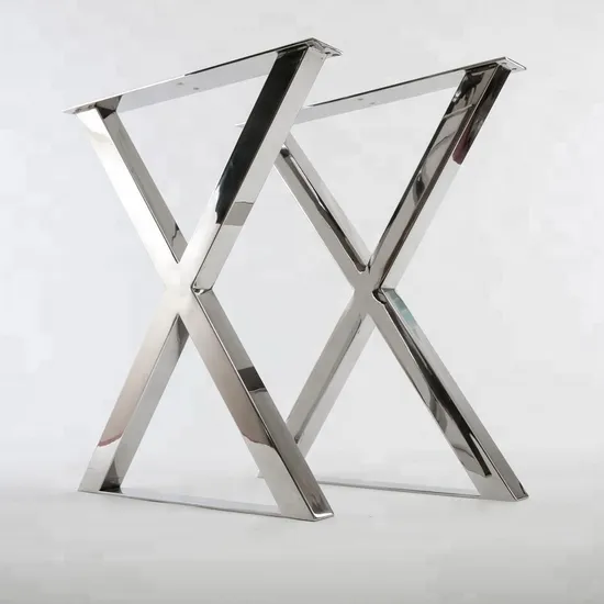 Patas de mesa de metal de acero inoxidable con forma de X de alta calidad al por mayor