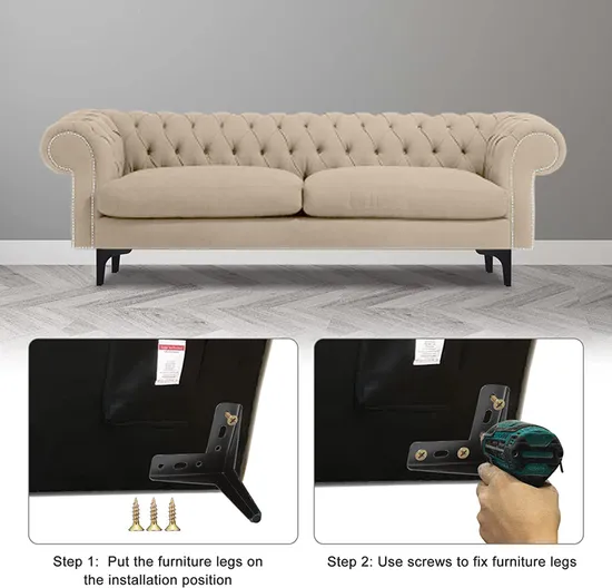 Patas de muebles de acero cromado de lujo en oro rosa: para sofás y camas