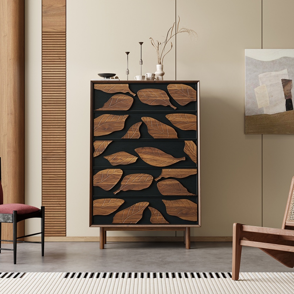 Gabinete de almacenamiento lateral antiguo de madera maciza: diseño vintage simple para entrada y dormitorio