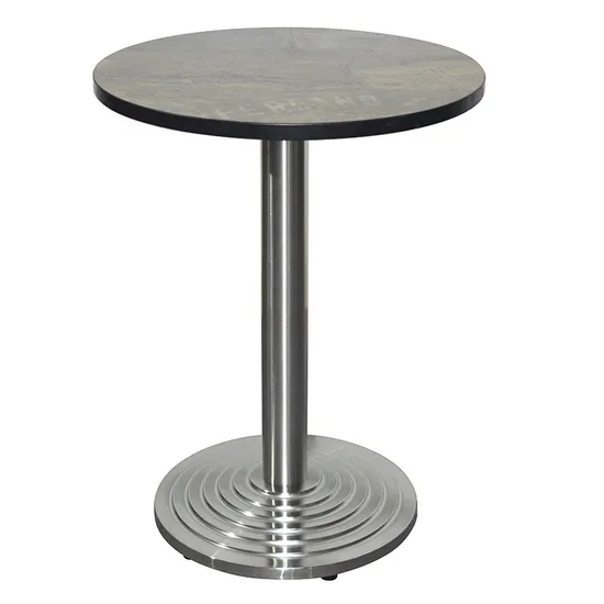 Base de mesa de restaurante con escalón compuesto revestido de acero inoxidable