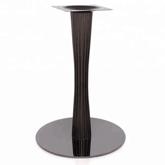 Base de mesa redonda de metal, pata de mesa de acero inoxidable, color negro titanio, precio al por mayor
