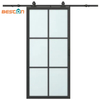 Puertas divisorias de puerta de cristal negras con marco de acero corredizo silencioso estilo loft