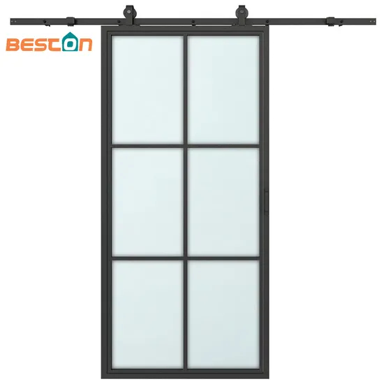 Puertas divisorias de puerta de cristal negras con marco de acero corredizo silencioso estilo loft
