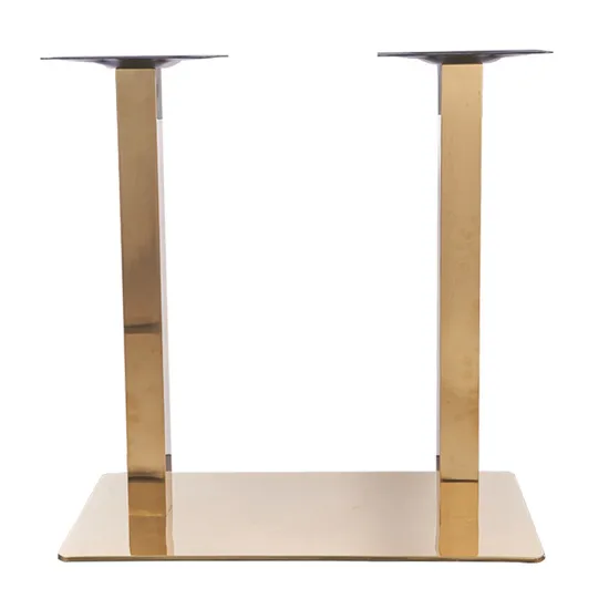 Mesa de restaurante de acero inoxidable con acabado fino en oro rosa de altura H720mm para ventas