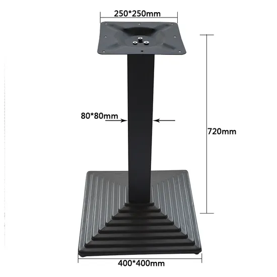 Base vendedora caliente al por mayor de la mesa de comedor del hierro del negro del top cuadrado de los muebles