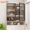 Puerta con marco de metal negro con vidrio para gabinete, diseño de elemento de armario, muebles de roble, perfil de aluminio alto rústico para armario, puertas dobles de rebote con bisagras