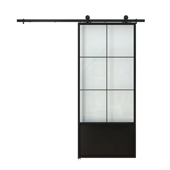 Puerta de vidrio corrediza interior, puerta de cocina de baño con marco de acero de vidrio corredizo