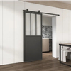 Puerta de granero con vidrio, dormitorio, habitación, diseño corredizo, puertas de granero, casa moderna