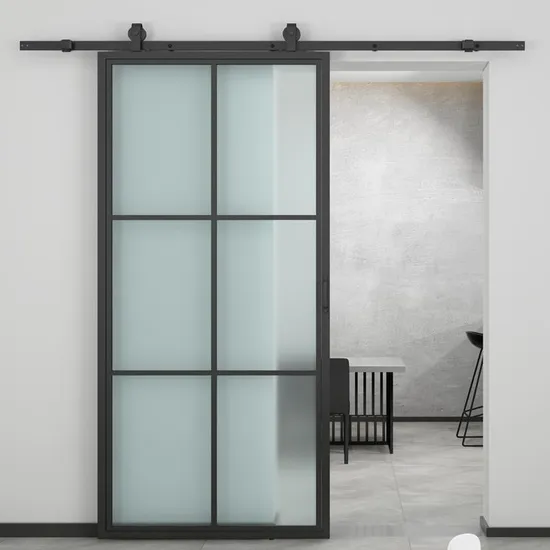 Venta caliente puertas de vidrio con marco de acero con kits de puertas de granero