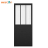Puertas de granero de vidrio corredizas con marco de aluminio de acero negro de estilo rústico
