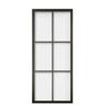 Panel de puerta de vidrio con marco de metal negro con inserto de vidrio transparente