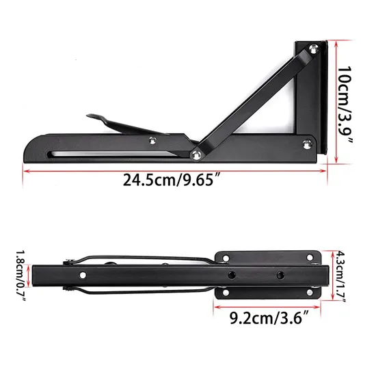 Banco de mesa triangular de metal, soportes de estante de 14/16 pulgadas, soporte plegable inoxidable