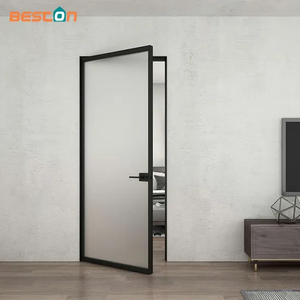 Casa comercial Alu-Framed puerta batiente con bisagras con vidrio esmerilado