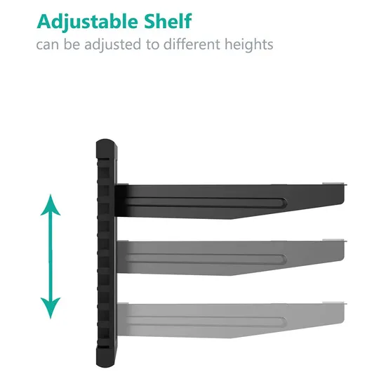 Soporte de TV de vidrio, estante de TV ajustable superior con carrito para pantalla de ordenador montado en la pared